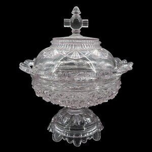 Belmont CHIPS Purple Glass Covered Compote Dish Daisy Button Pedestal Victorian